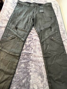 Affliction Gage Black Moto Distressed Jeans Size 32R NWT